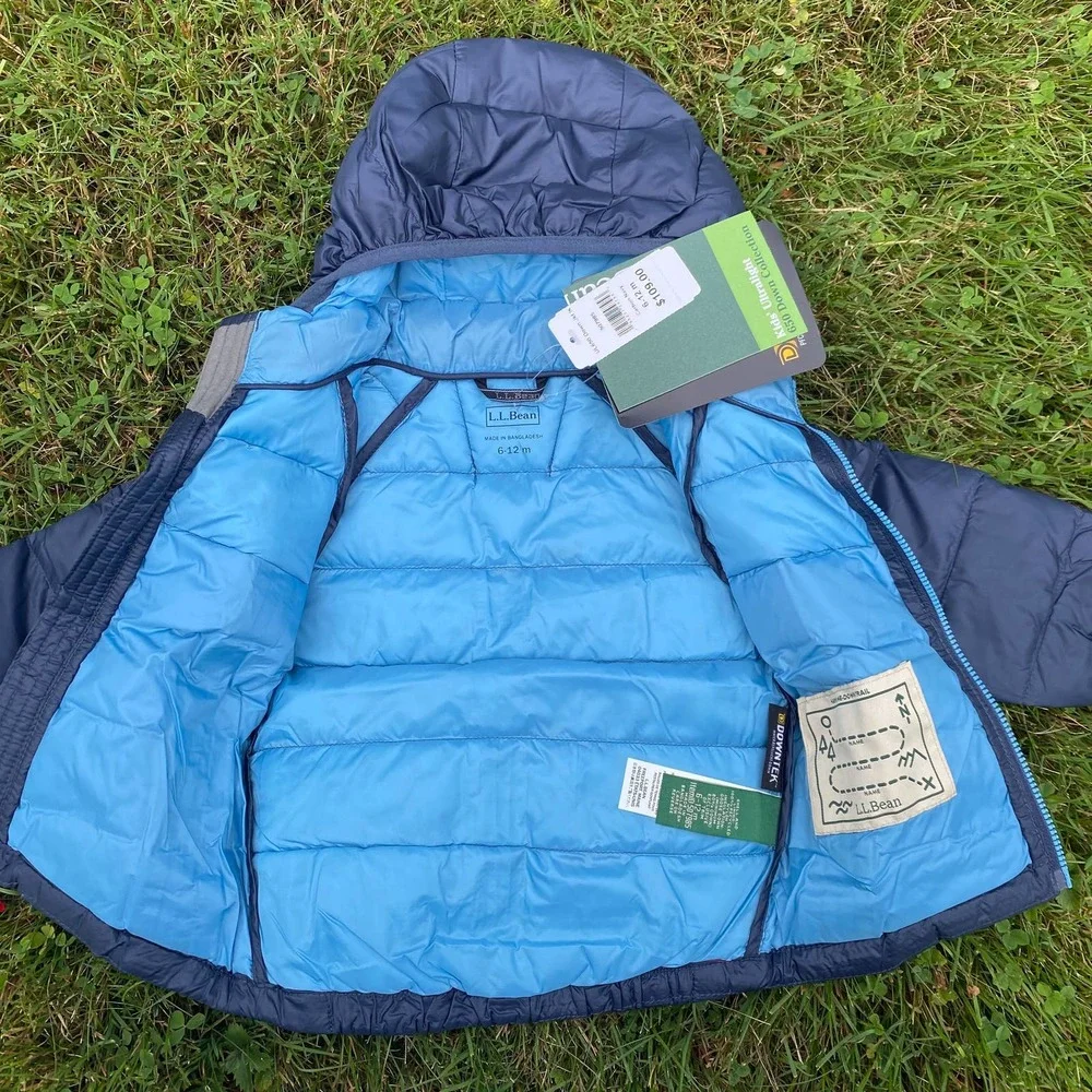 NWT L.L. Bean Ultralight Hooded 650 Down Jacket Coat /Carbon Navy (6-12 Months)